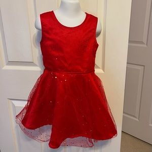 🔥 3/$30- Red sparkle girls dress size 5 - Valentines - Christmas